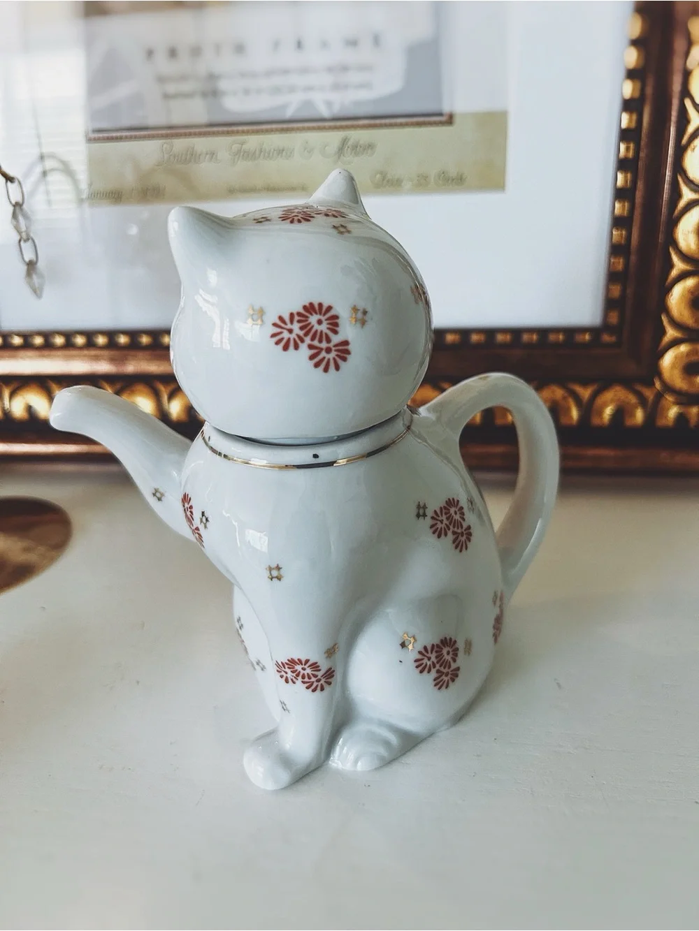Vintage Ceramic Cat Teapot with Ceramic Cups/Whimsical Kitty Tea Set